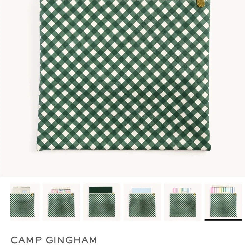 Camp Green Gingham Zip Planner Pouch Sleeve